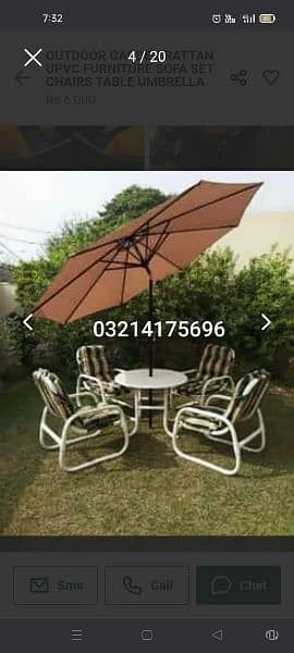 OUTDOOR GARDEN RATTAN UPVC FURNITURE SOFA SET CHAIRS TABLE UMBRELLA 7