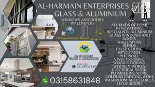 Aluminium & Glass|False ceiling|Wooden works|Electrical work|Plumbing