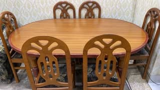 wooden 6 chair dining table