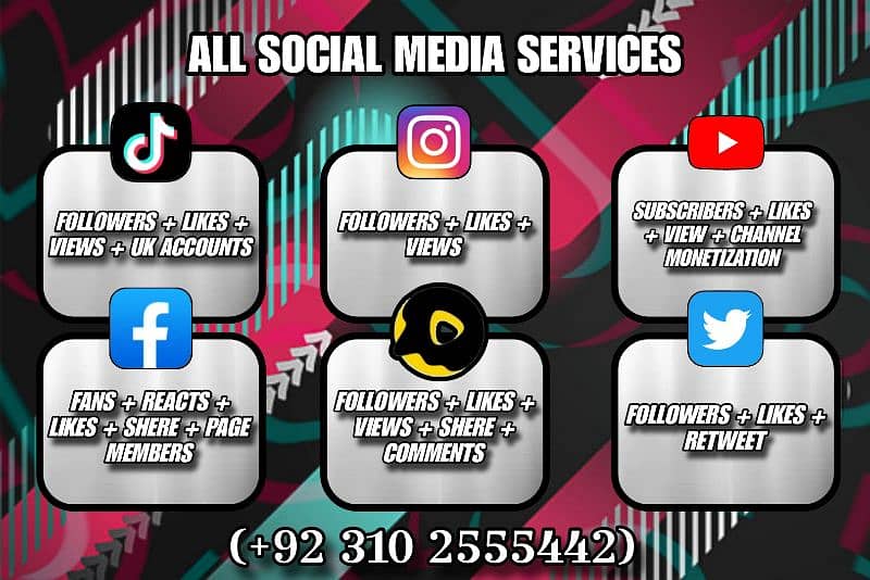 Social Media Marketing , Tiktok,facebook,YouTube,Instagram Services 0