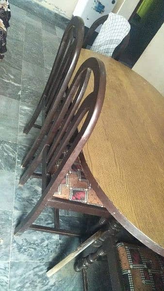 wood dining table with six chare 2