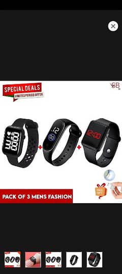 SB FIT Pack of 3 Led Fashion Watch For Boys & Girls Led Watches Bundle
