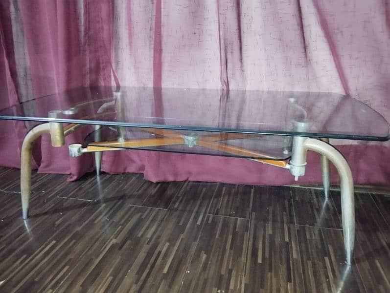 Sofa bed + a glass table and wooden trolley 5