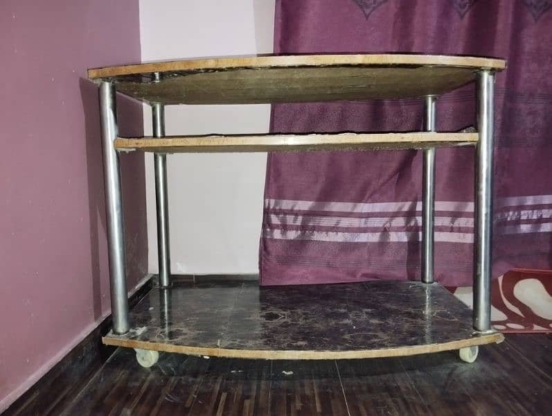 Sofa bed + a glass table and wooden trolley 9