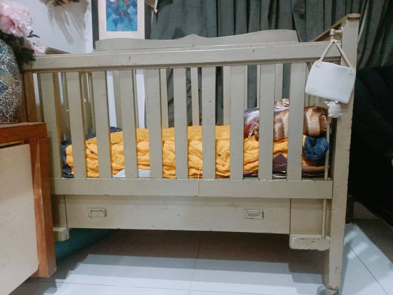 Pure wood Big size baby cot for kids 0-7 0
