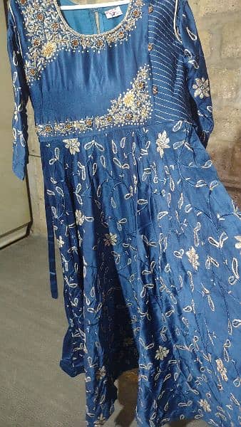 wedding formal dress long Colour peacock blue with golden 4