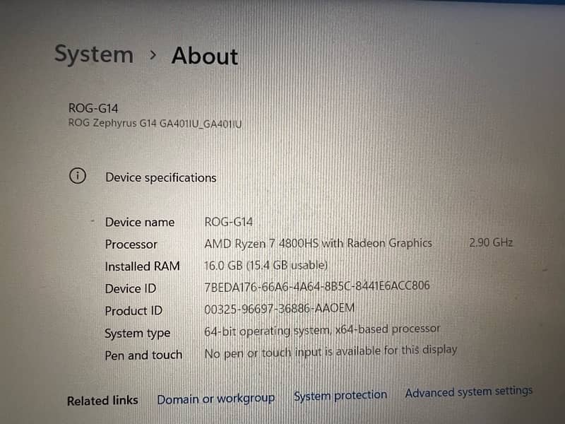 Asus Rog G14  GA401I / NVIDIA GeForce GTX 1660 Ti 5