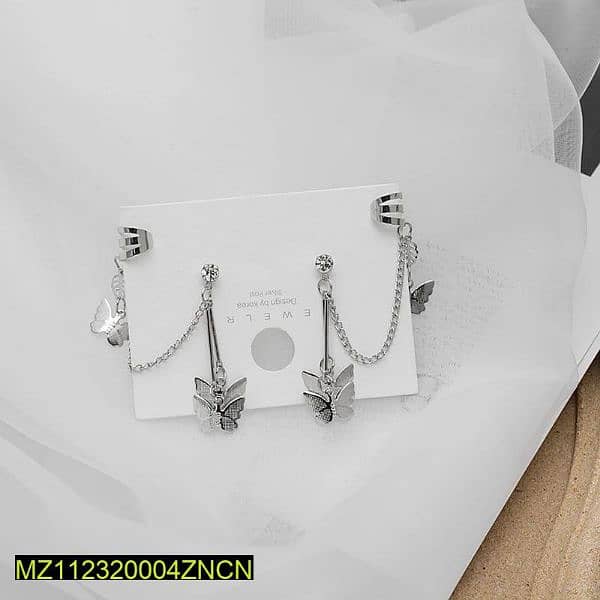 pair of silver, plated butterfly design ear clip 1
