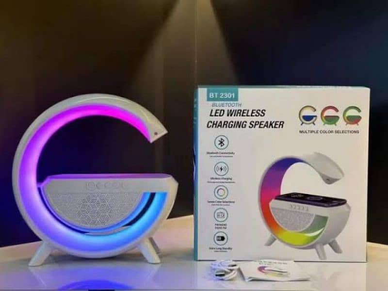 G Shaped Rgb Light Table Lamp With Wireless Charger 1