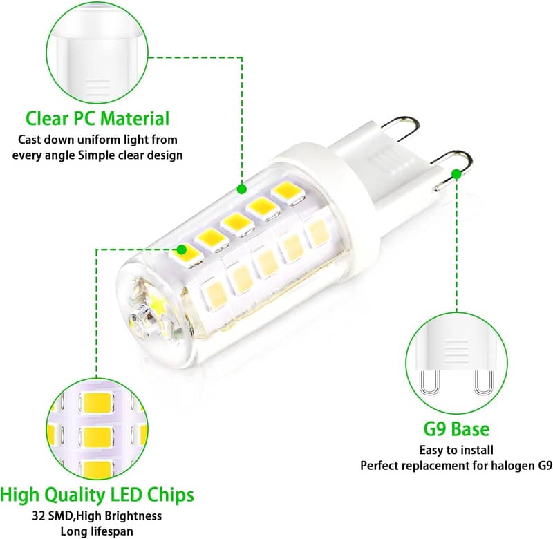Creyer G9 Led Light Bulbs,5W 450LM, Equivalent to 40W Halogen, 1