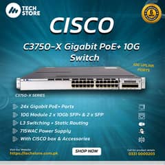 Cisco Catalyst 3750-X 24-Port Gigabit + 10G PoE Switch (With Box) 0