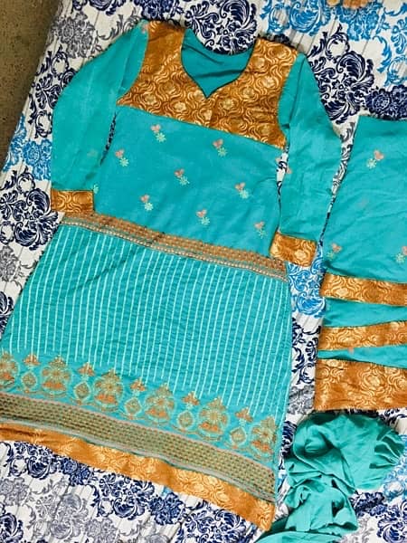 3pc Heavy Embroidered Shiffon Frock 0