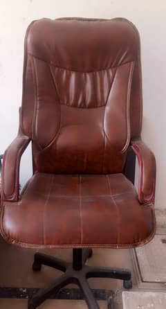 Brown leather office rolling chair for sale