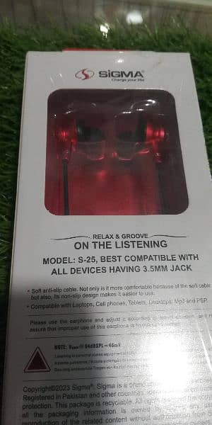 Sigma S-25 Original Handfree / earphone 3.5MM Jack 1