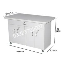 White IS13 Wooden 4 door Iron stand Table with Large Drawer , cabinet