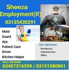 Cook/Domestic staff/House maids/Maids/nanny/Guard/Office boy/driver