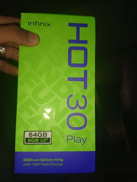 Infinix hot 30 play 4/64 open box 10/10 6 month warranty 100% 5
