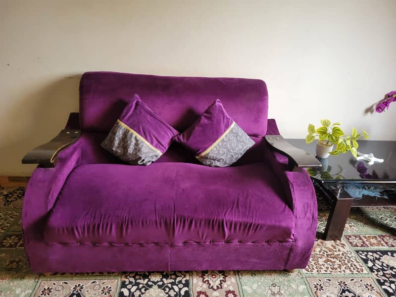 2 seater sofa purple colour 0
