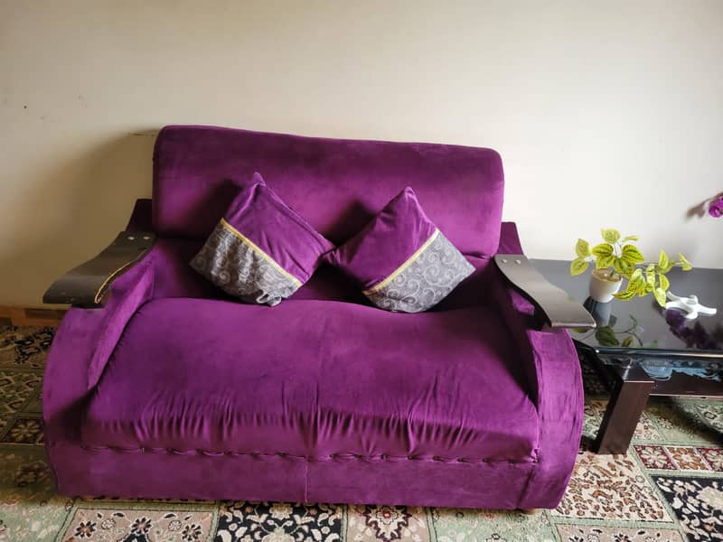 2 seater sofa purple colour 1