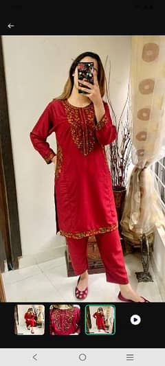 2 psc stitched embroidery suit 0