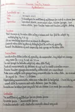 handwriting Assignment Work