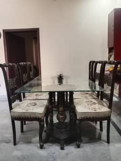 big glass dinning table chinoti with six chairs
