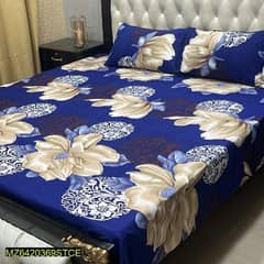 3 pcs crystal cotton printed double bedsheets
