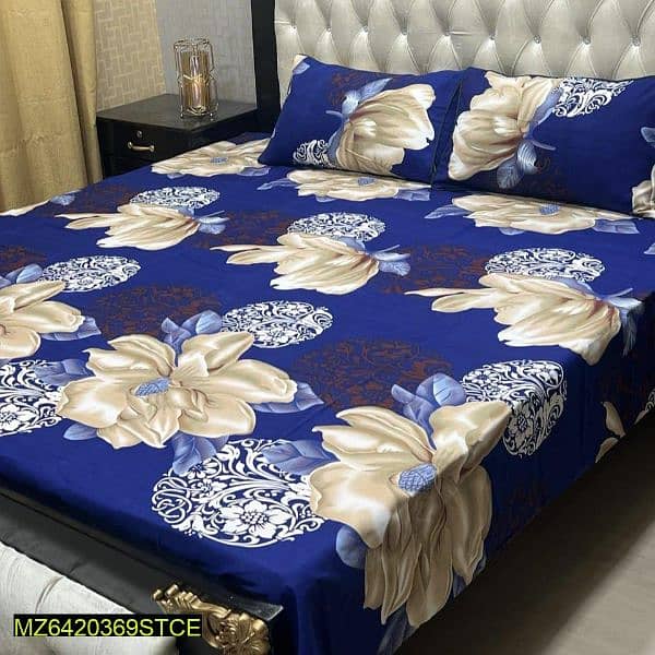 3 pcs crystal cotton printed double bedsheets 0