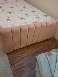 cushioned bed set pink colour