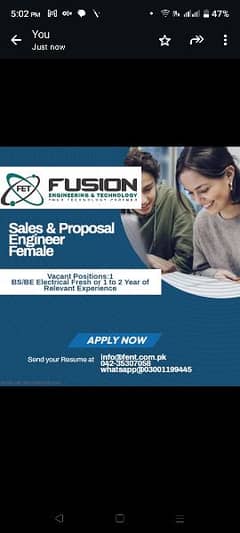 Sales & Proposal Engineer Female