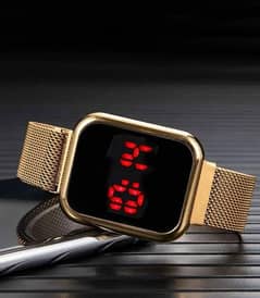 LED display digital watch with magnetic strip
