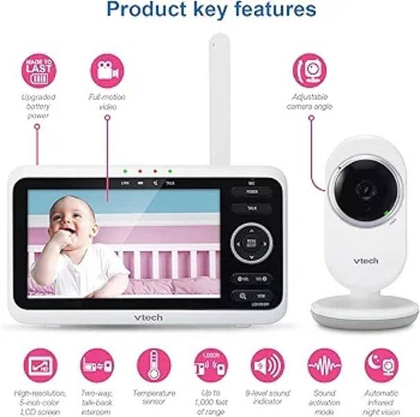 Vedio baby monitor towway talk 1000ft vtech smart vedio baby monitor 5 1