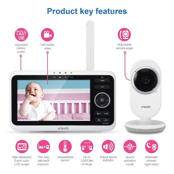 Vedio baby monitor towway talk 1000ft vtech smart vedio baby monitor 5 7