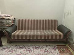 Sofa cum bed in brown and camel color 0