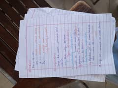 Handwritten assignment, notes and essay writing