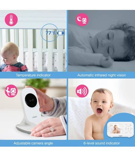 VTech Digital Video Baby Monitor 2 Cameras Night Vision 3