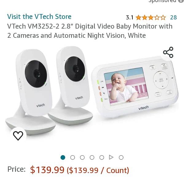 VTech Digital Video Baby Monitor 2 Cameras Night Vision 8