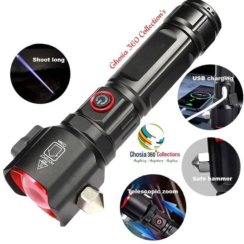 Multifunctional Rechargeable Flashlight With White Laser Wick, Window 7