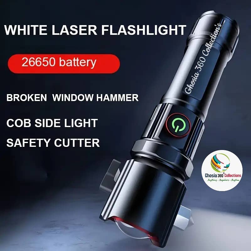 Multifunctional Rechargeable Flashlight With White Laser Wick, Window 8