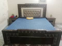 bed set with mattress two side table and dressing table