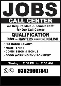 Call Center Job For Females and Males