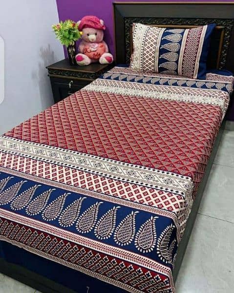 2 PCs cotton printed single bedsheets 0