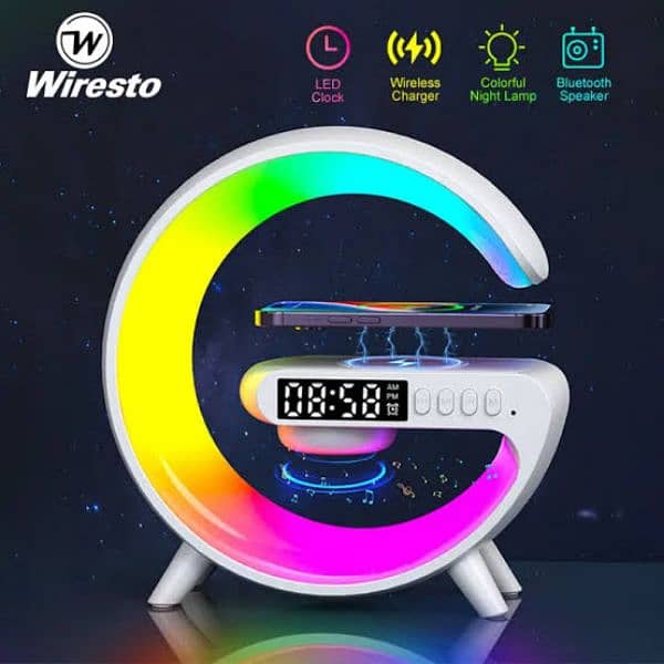 4 In 1 Wireless Charging Pad | Bluetooth Speaker | RGB Lights| Clock 0