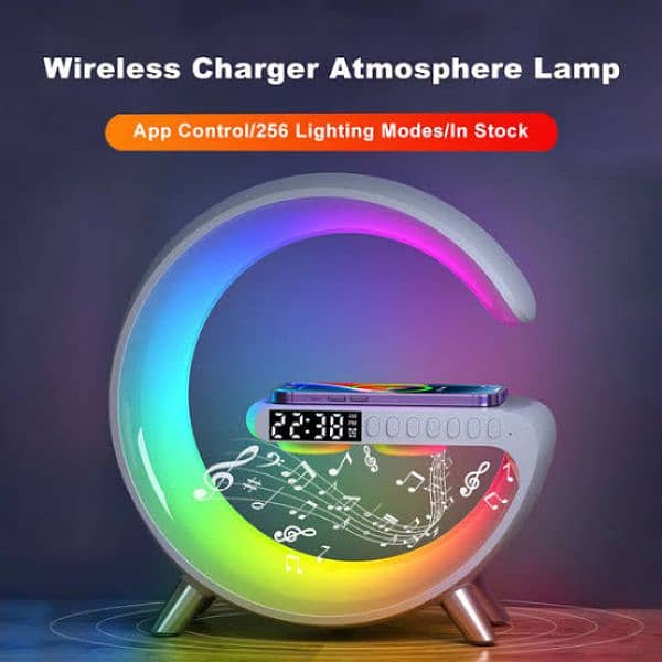 4 In 1 Wireless Charging Pad | Bluetooth Speaker | RGB Lights| Clock 1