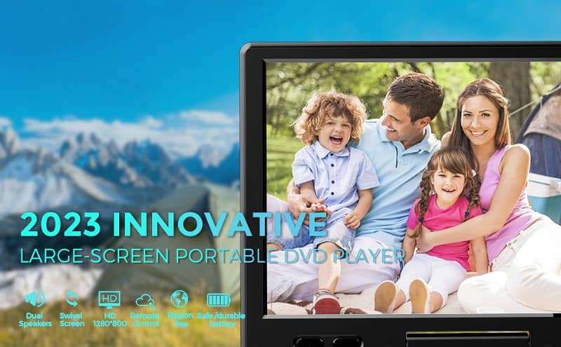 14.9" Portable DVD Player with 12.5" Large HD Swivel Screen, 0