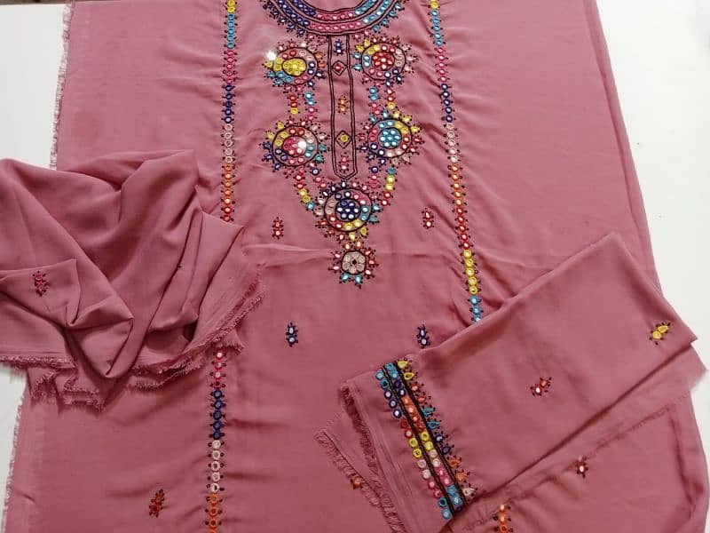 stuff chiffon 2pcs suit blochi style embroided wrok 12