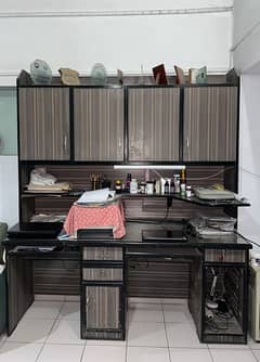study table with computer compartments