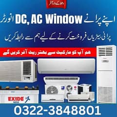 AC Split/Split AC/Window AC/Inverter ac/bateries/fan ( Scrap) sale