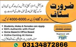 Male Female & students Staff required for online or office work