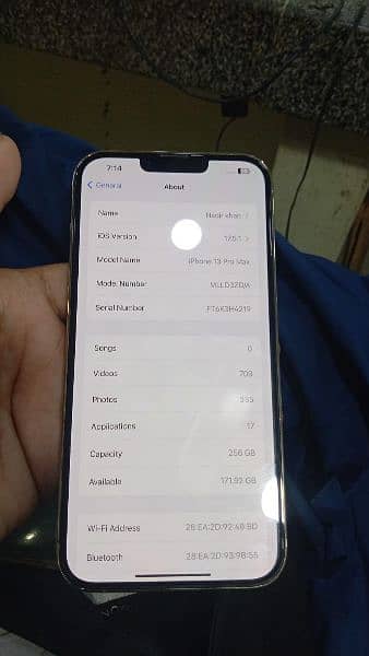 I phone 13 pro max memory 256 gb bettery health 87 3